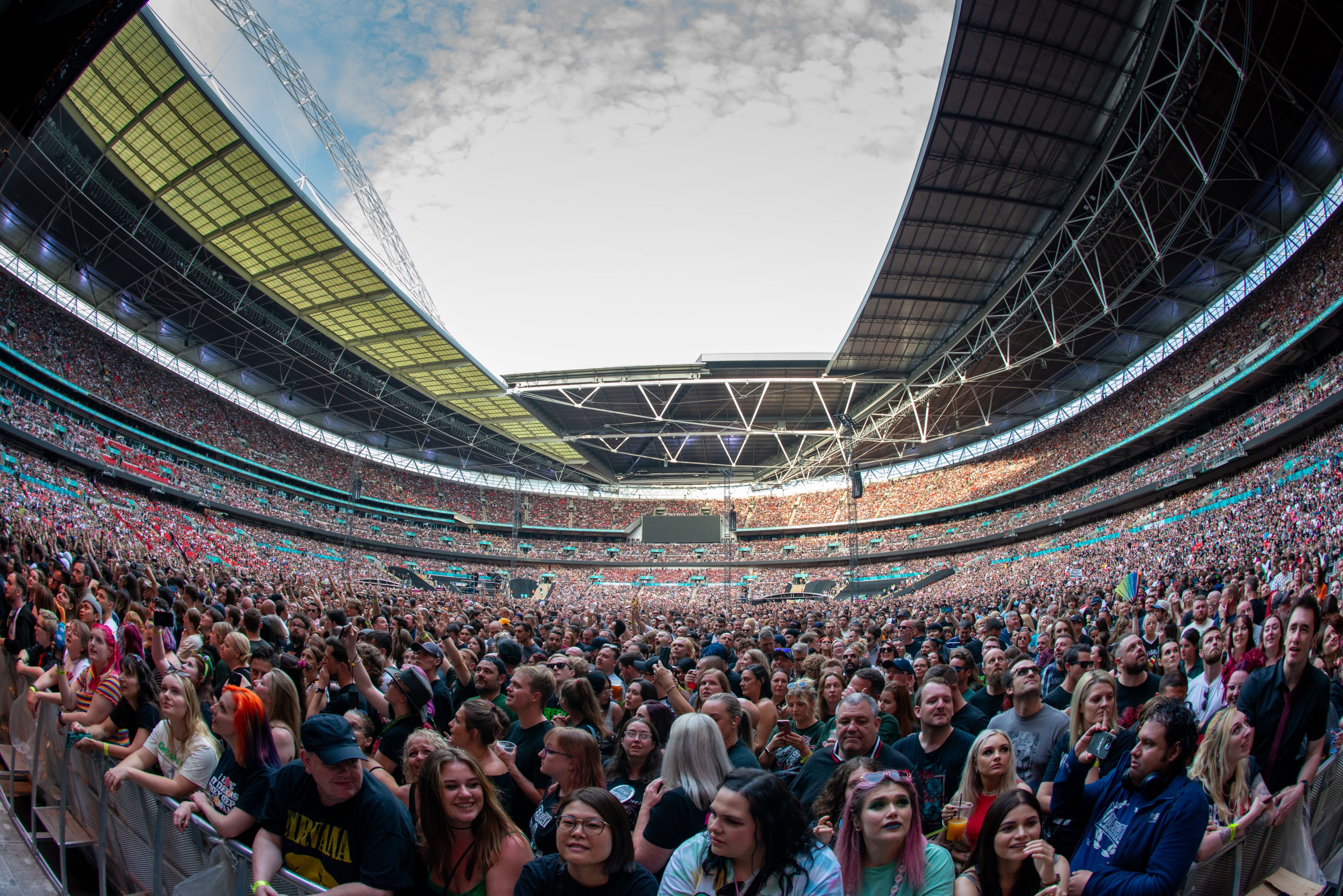 A photograph taken of the sold-out Green Day crowd