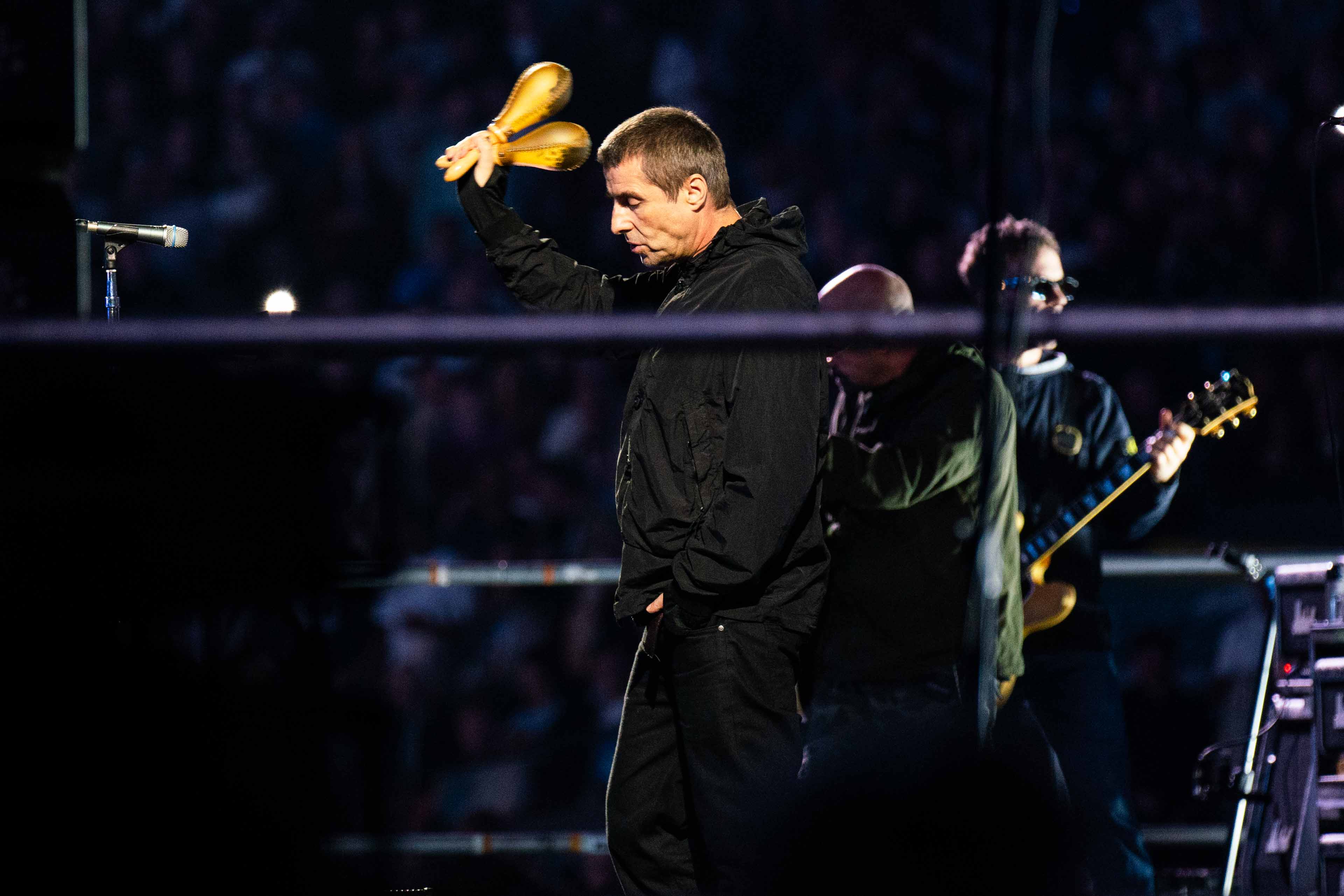 Liam Gallagher performs on stage in the build up to Joshua Dubois