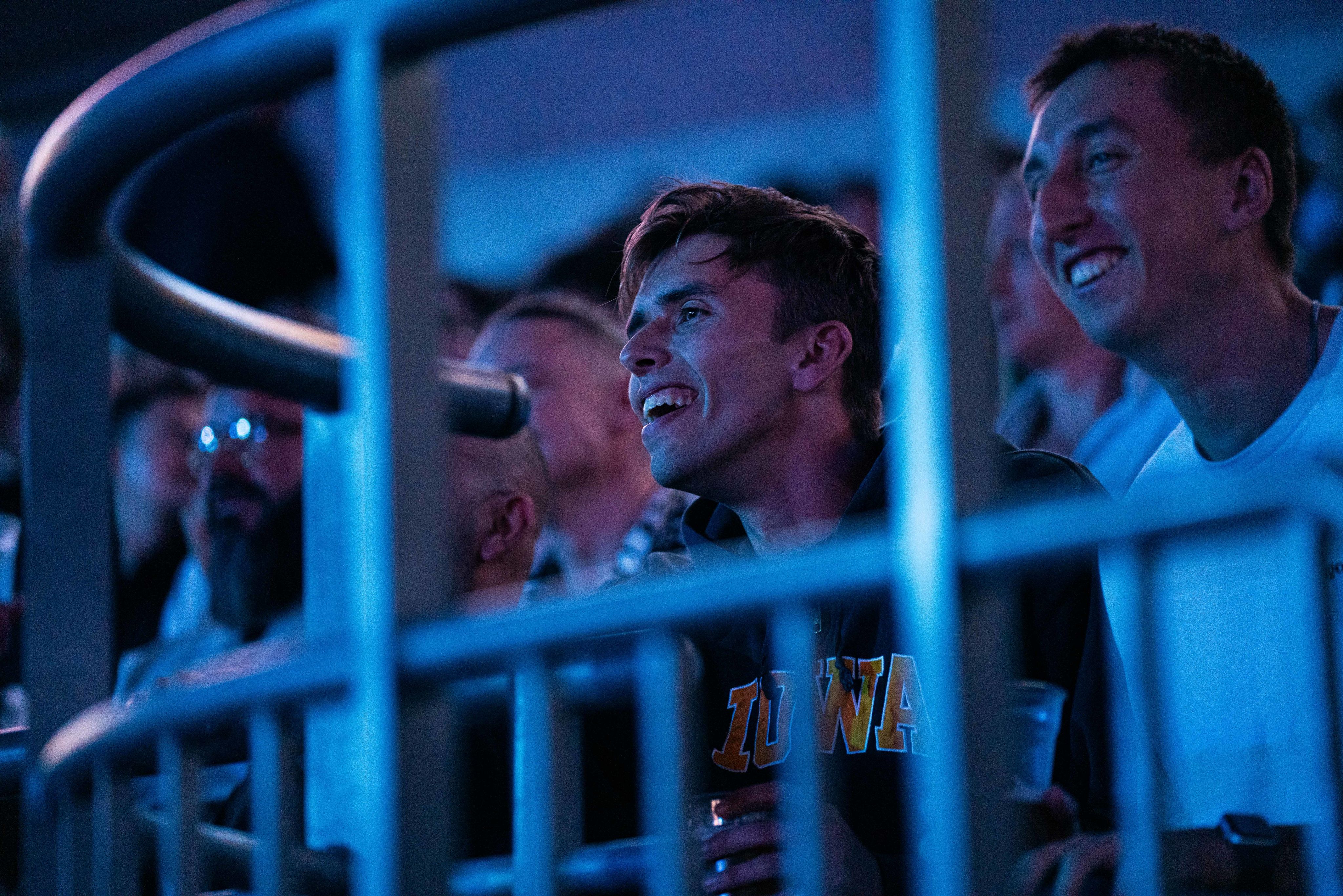 A boxing fan watches on during Joshua Dubois