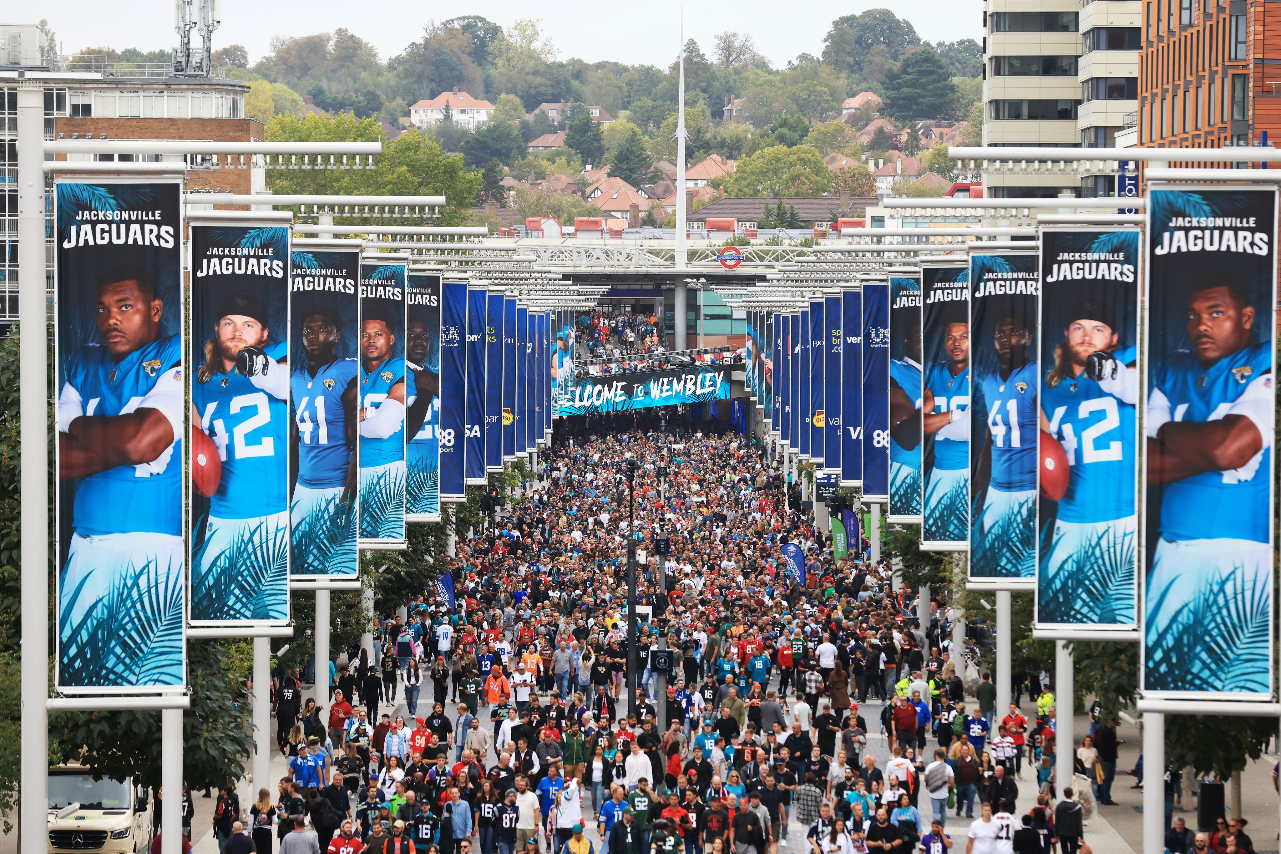 Fans arrive at Wembley for the NFL