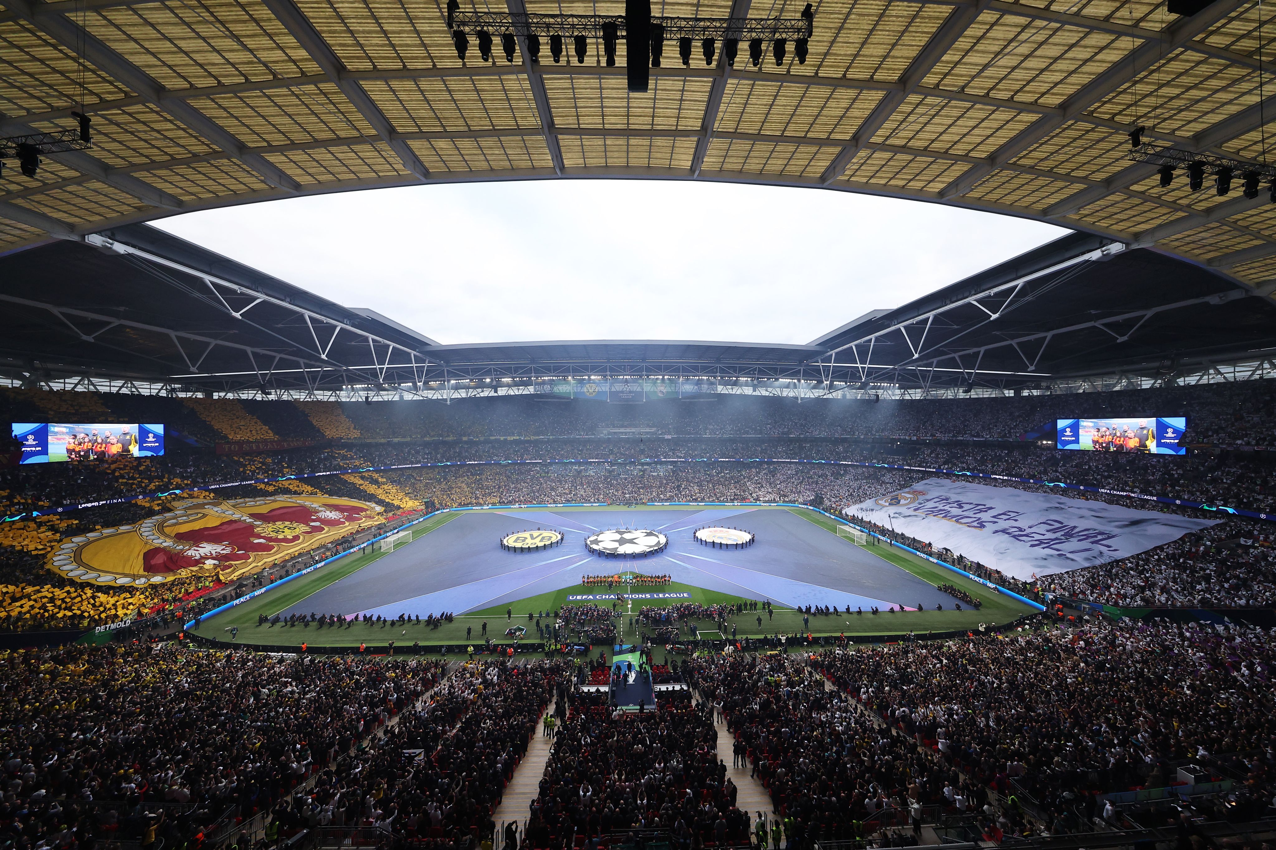A photo taken during the opening ceremony of the UEFA Champions League Final